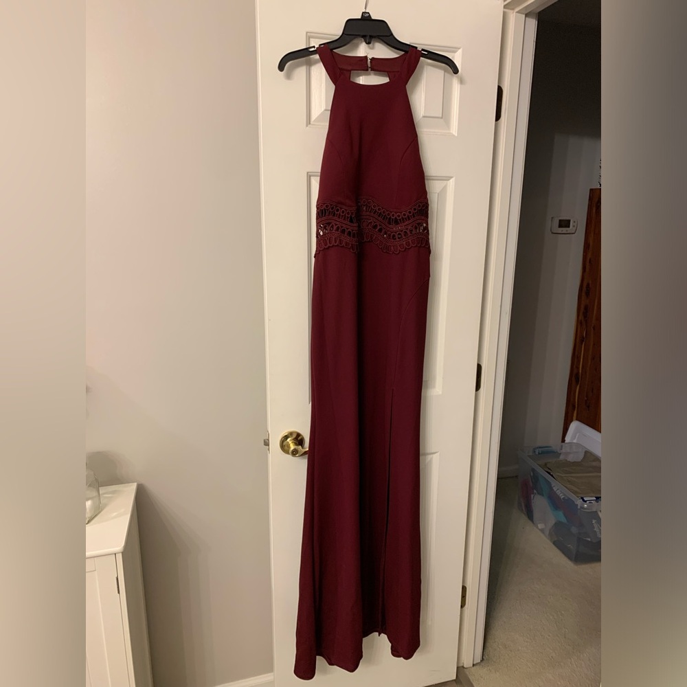 Burgundy Halter formal gown